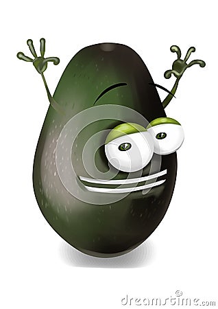 Happy avocado cartoon character laughing joyfully Cartoon Illustration