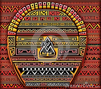 Happy Aztec Face Emoji, Generative AI Illustration Stock Photo