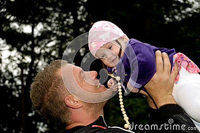 Happy baby and father Stock Photo