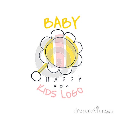 Happy baby kids logo colorful hand drawn vector Illustration Vector Illustration