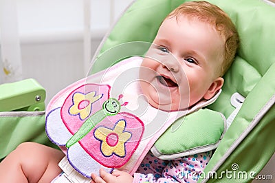 Happy baby before meal Stock Photo