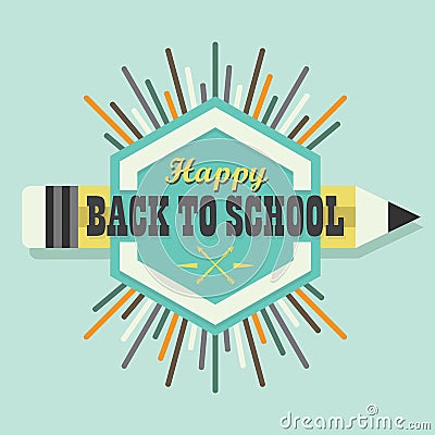 Happy Back To School colorful sun burst emblem design element Vector Illustration