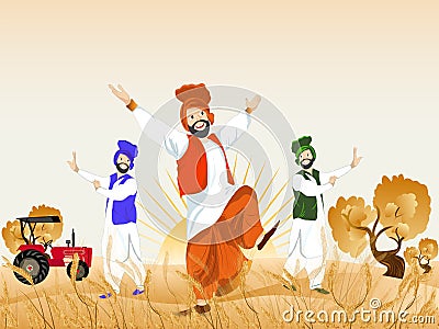 Happy Baisakhi Cartoon Illustration