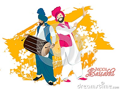 Happy Baisakhi Cartoon Illustration