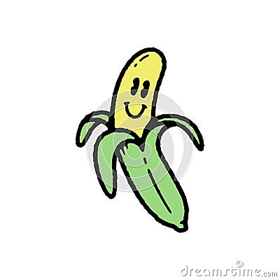 HAPPY BANANA ICON COLOR WHITE Vector Illustration