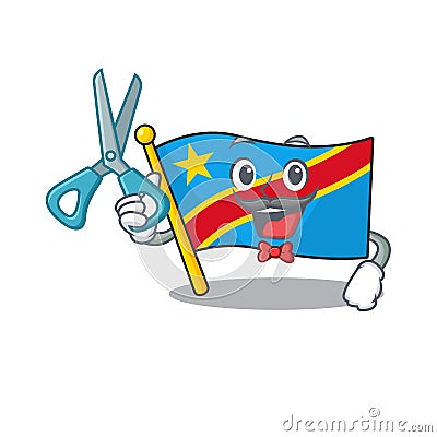 Happy Barber flag democratic republic mascot cartoon character style Vector Illustration