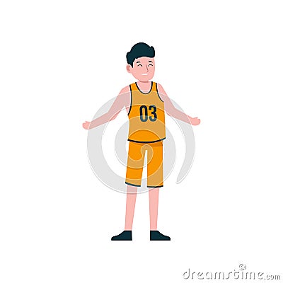 Happy basketball player sportman cartoon character vector illustration design Vector Illustration