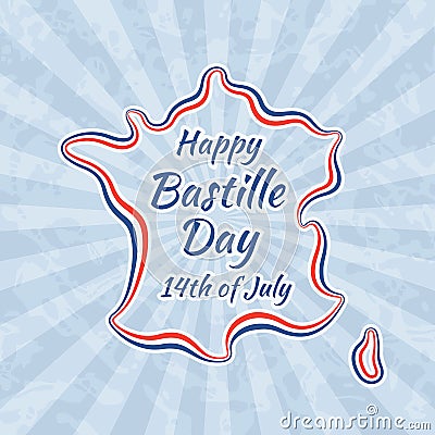 Happy Bastille Day and 14th July Vector Illustration