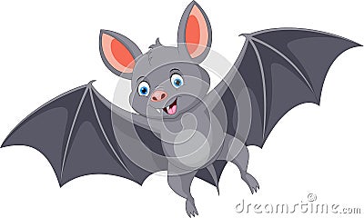 Happy bat cartoon flying Cartoon Illustration