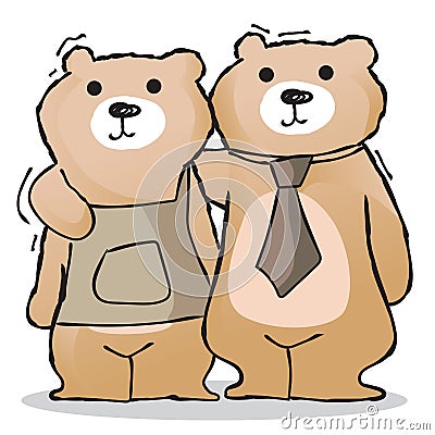 Happy bear family characters. Teddy Bear Family Vector Illustration