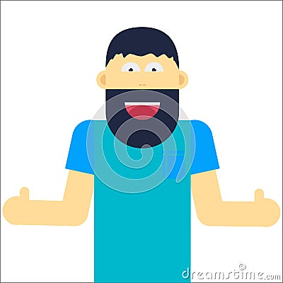 Happy bearded man thumbs up Vector Illustration