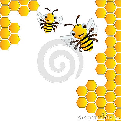 Happy bees and beehive Vector Illustration