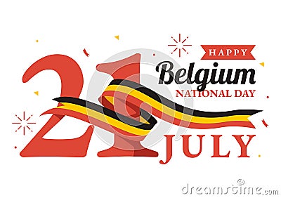 Happy Belgium Independence Day on July 21 Vector Illustration with Waving Flag Background in Flat Cartoon Hand Drawn Templates Vector Illustration