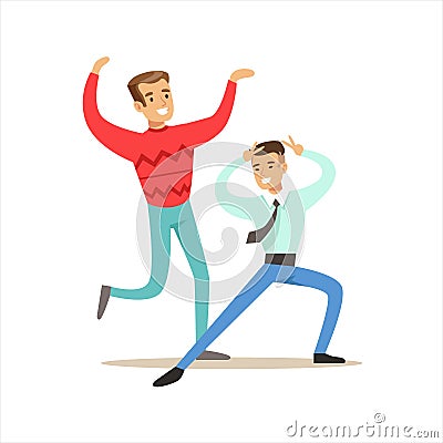 Happy Best Friends Dancing In Night Club Party , Part Of Friendship Illustration Series Vector Illustration