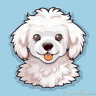 Happy Bichon Frise Sticker - Cute Cartoon Style Vector Design Stock Photo