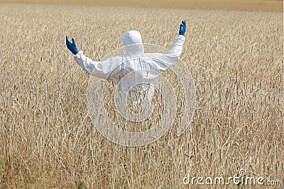 Happy biotechnology engineer on field of genetical Stock Photo