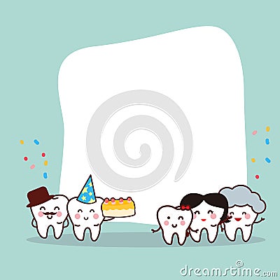 Happy birth day tooth family Vector Illustration