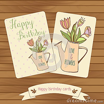 Happy birthaday cards in wood background. Gretting Stock Photo