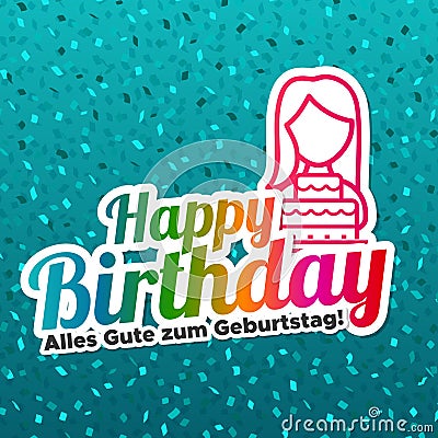 Happy Birthday - Alles Gute zum Geburtstag. Vector Illustration