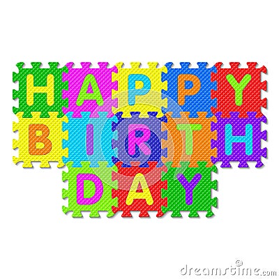 Happy Birthday - alphabet puzzle Vector Illustration