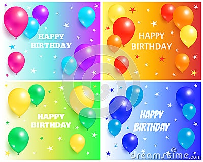 Happy Birthday Backgrounds with Glossy Balloons Vector Illustration