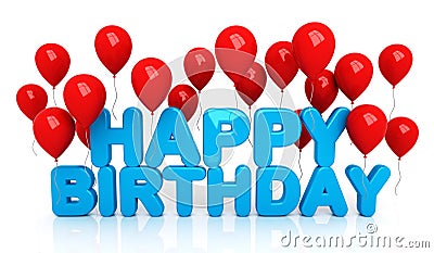 Happy Birthday with balloons Stock Photo