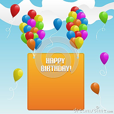 Happy Birthday. Banner with balloons Vector Illustration