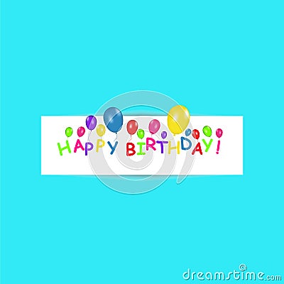 Happy Birthday banner with color balloons on trendy blue background. Vector illustration Vector Illustration