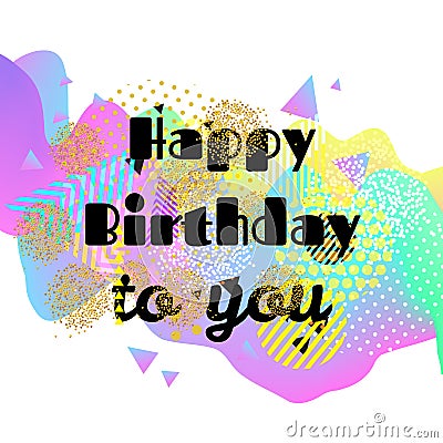 Happy birthday bright card. 3D Wavy Background. vector. Vector Illustration