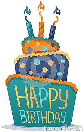 Happy Birthday Cake Vector Illustration