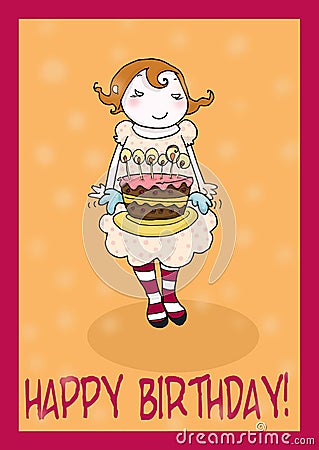 Happy birthday cake greetings card Stock Photo