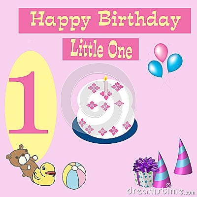 Happy Birthday Card 1 Year Old Royalty Free Stock Photo - Image: 12058375