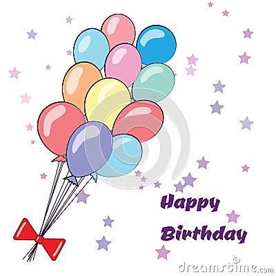 Happy birthday card with balloons Vector Illustration