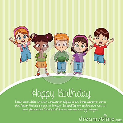 Happy birthday card cartoons Vector Illustration