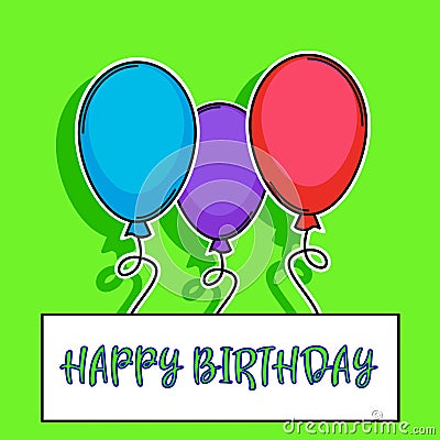 Happy birthday card with balloons over green background. vector Vector Illustration