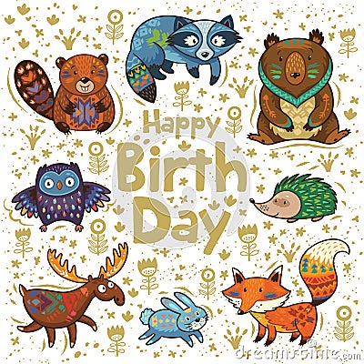 Happy Birthday card Vector Illustration