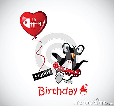 Happy Birthday Card funny penguins Stock Photo