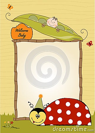 Happy birthday card with ladybug Stock Photo
