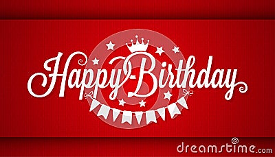 Happy Birthday Card On Red Background Vector Illustration