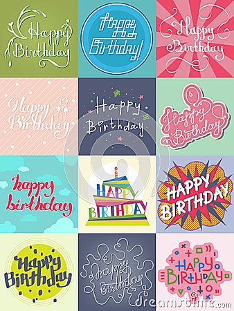 Happy birthday card template vector. Vector Illustration