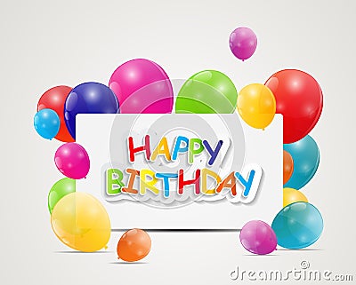 Happy Birthday Card Vector Illustration Vector Illustration