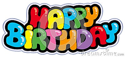 Happy birthday cartoon sign Vector Illustration