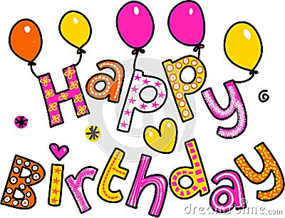 Happy Birthday Cartoon Text Clipart Stock Illustration - Image: 43719083