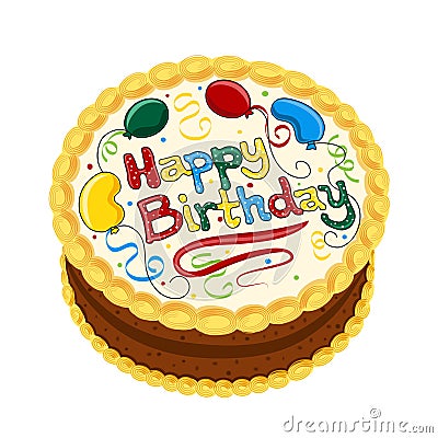 Happy Birthday chocolate cake Vector Illustration