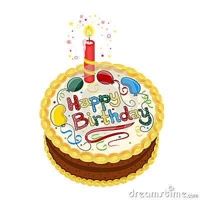 Happy Birthday chocolate cake Vector Illustration