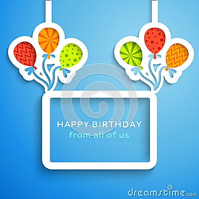 Happy birthday colorful applique background Vector Illustration