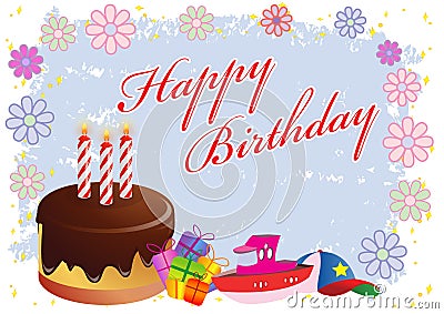 Happy Birthday Colorful Illustration Vector Illustration