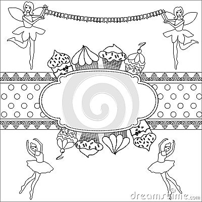 Happy Birthday.Coloring antistress Vector Illustration