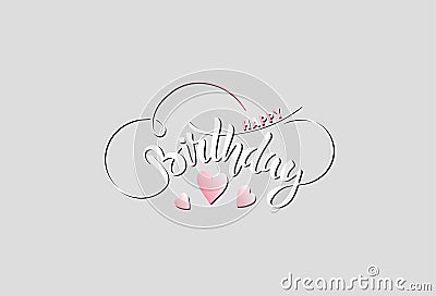 Happy birthday. Congratulation. Lettering Cartoon Illustration