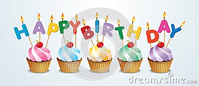 Happy birthday cupcake Vector Illustration